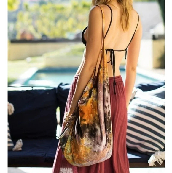 New Boho Tie Dye Handblock Print Bohemian Sling Shoulder Bag - Picture 3 of 7